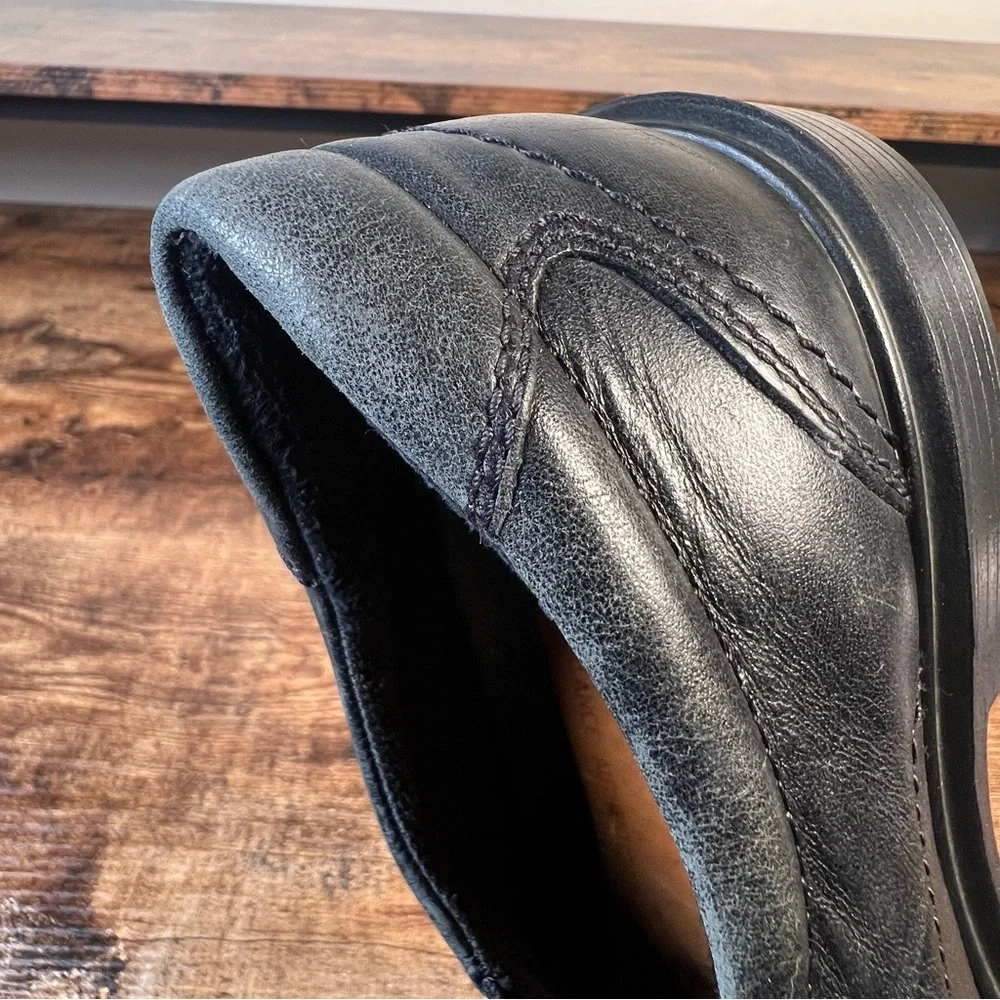 Ecco Leather Loafer Slip On Black Business Casual Dress Shoes Men's 41‎ US 7/7.5